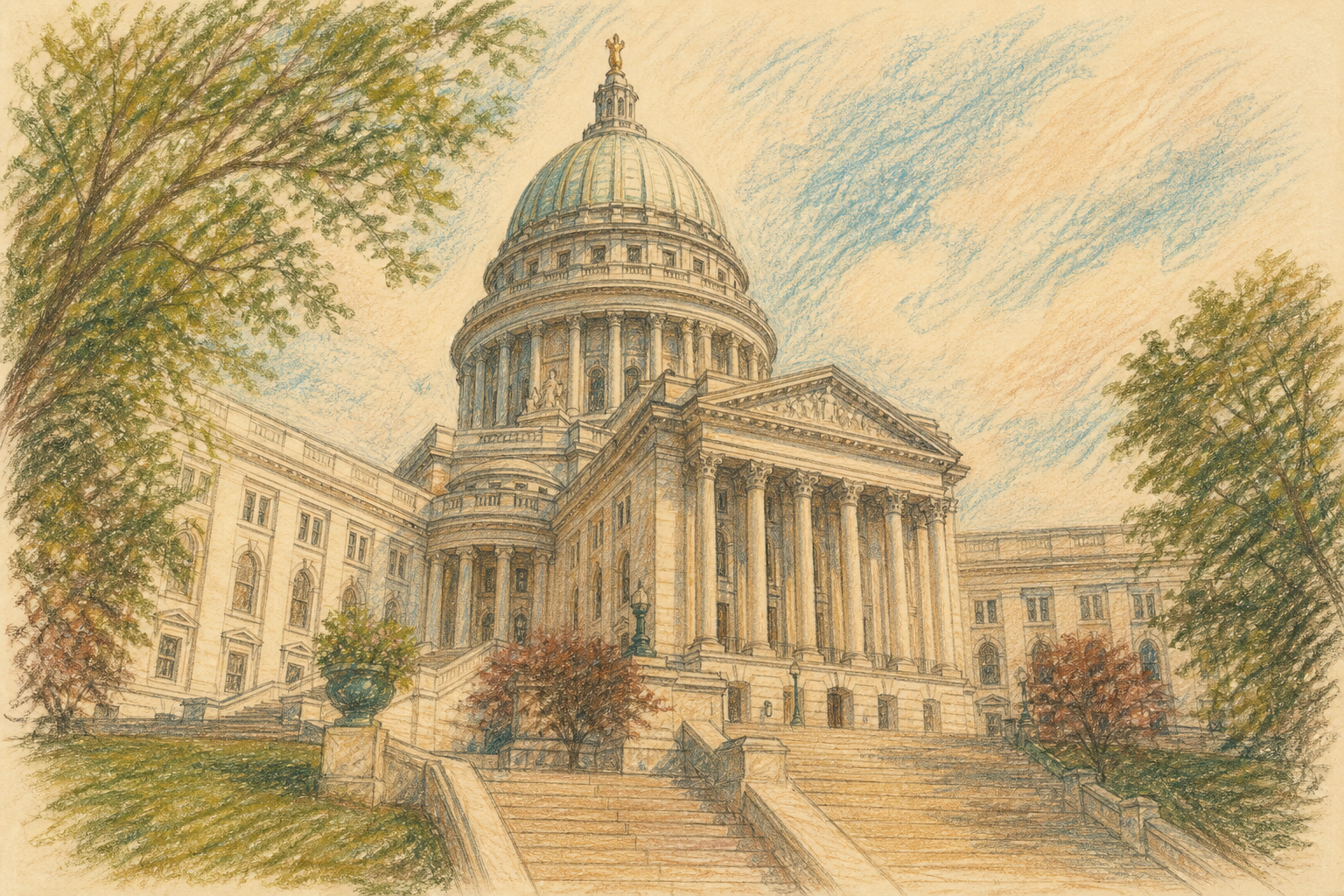 Wisconsin State Capitol exterior sketch